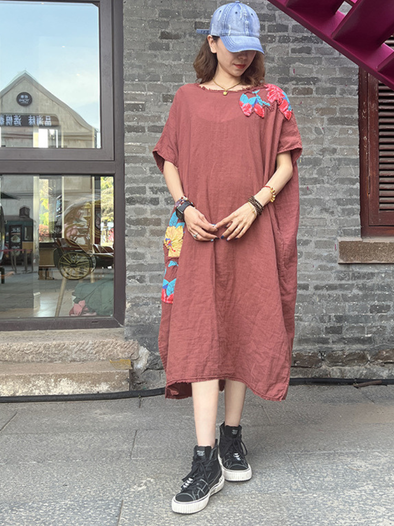 Women's Summer Stylish Patch Side Pocket  A-Line Dress