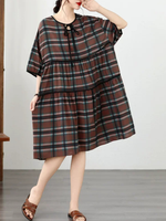 Weekend-Ready Plaid Dress — Airy Cotton Linen, Effortless and Flattering Style