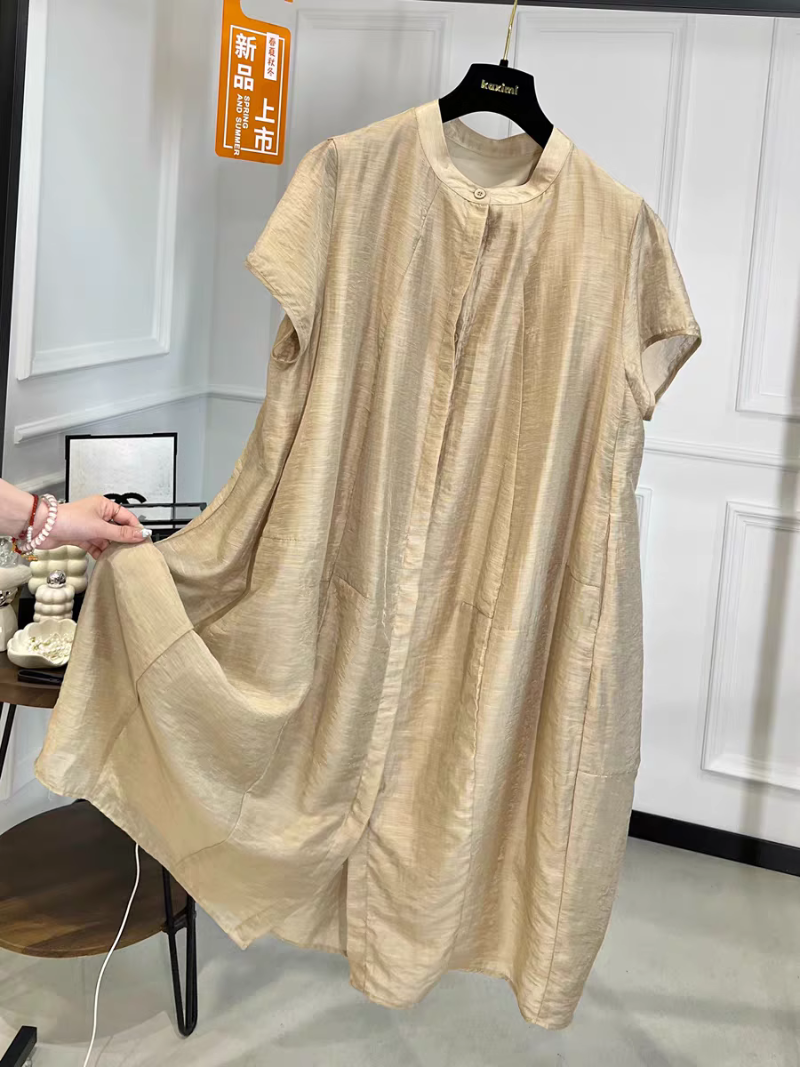 Women's Elegant Summer Loose Midi Length Shirt Dress