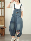 Women's  Beautiful & Light Wash Boho Bloom Dunagrees