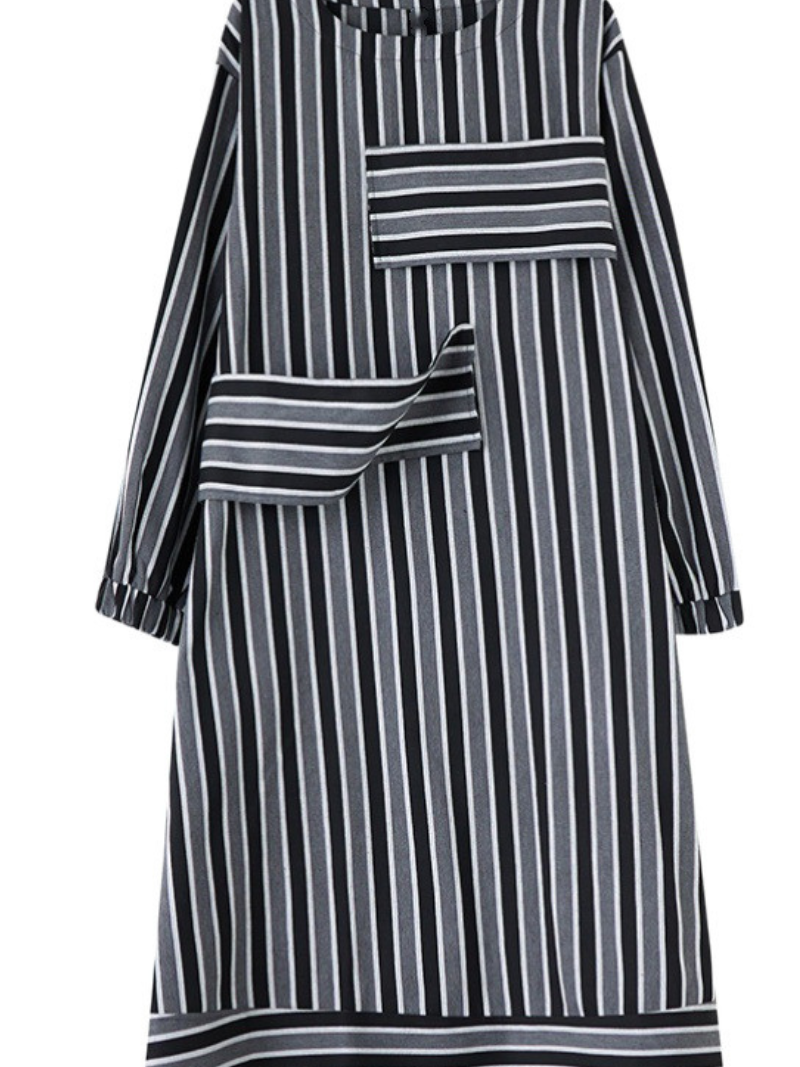 Women's Spring & Autumn Stylish Striped Casual Loose A-Line Dress