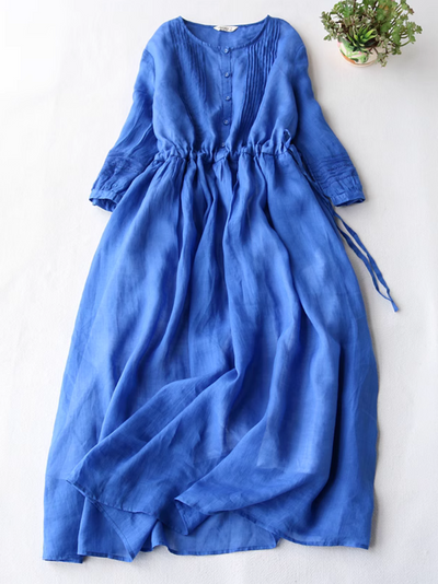 Women's Summer Soft & Cool Lace-Up Waist A-Line Dress