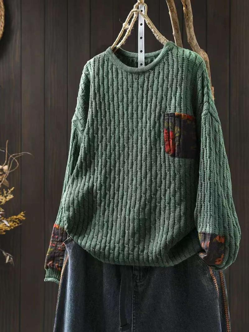 Green Cotton Sweater for Women