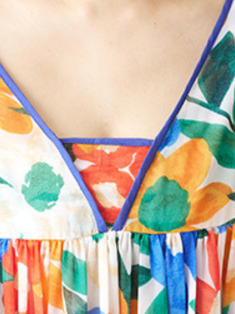 V-neck midi dress for women