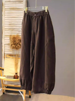 Relaxed Lantern Cotton Linen Pants with Elastic Cuffs, Effortless Summer Chic