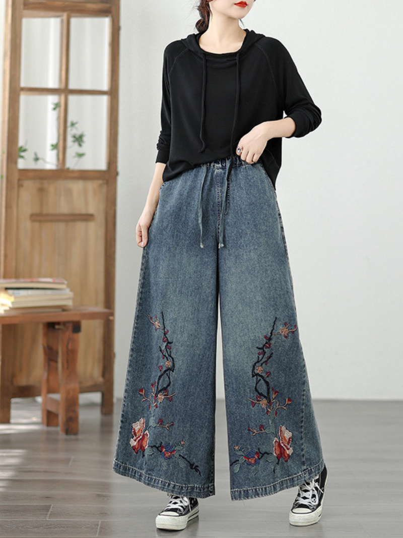 Women's Stylish and Comfortable Embroidery Loose Bottom
