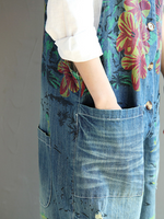 Chic & Casual Printed Denim Overall for Women | Eva Trends