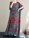 Women's Summer Beach Wear Loose Bohemian Printing Kaftan Dress