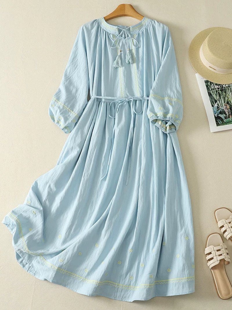 Breezy Weekend Boho Midi Dress — Embroidered, Flowing and Effortlessly Flattering
