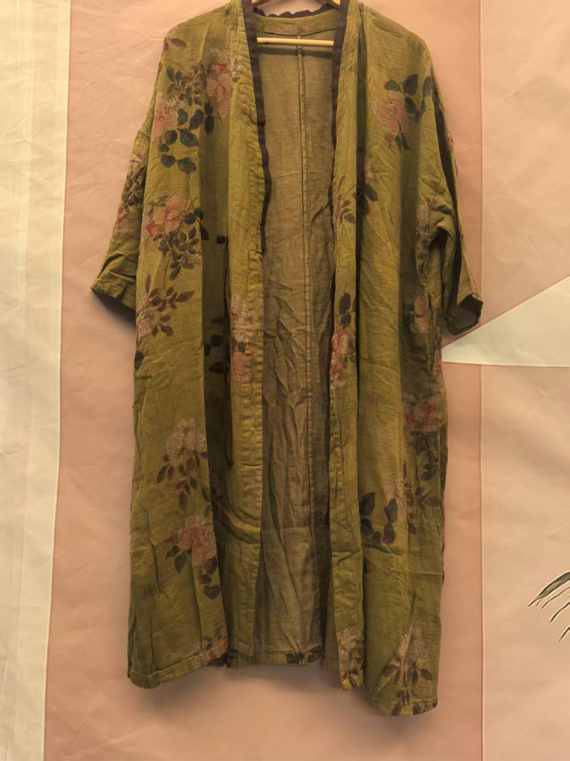 Cooles und bequemes, bedrucktes, lockeres Cardigan-Kleid für den Sommer für Damen