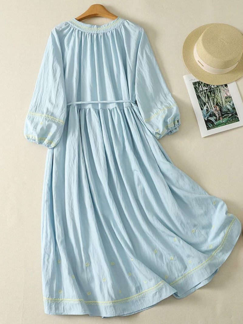 Breezy Weekend Boho Midi Dress — Embroidered, Flowing and Effortlessly Flattering