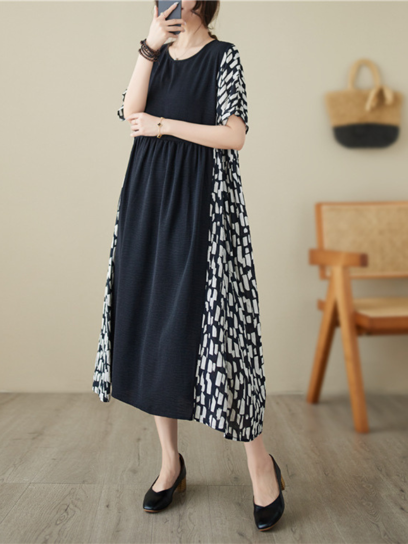 Women's Round Neck Smock Dress