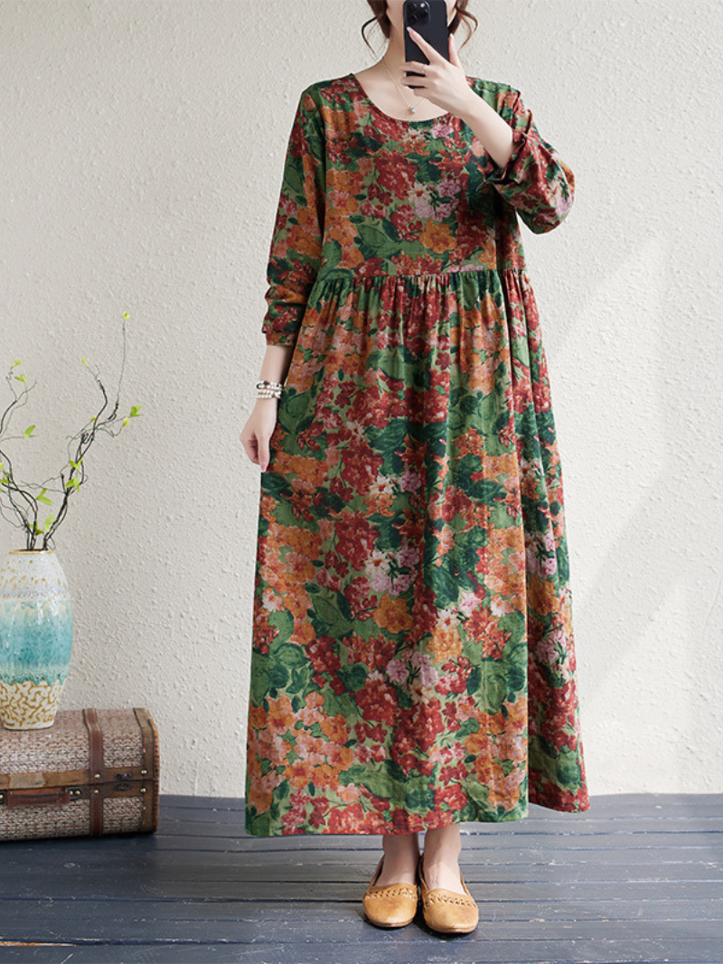 women's Printed Flower Smock Dress