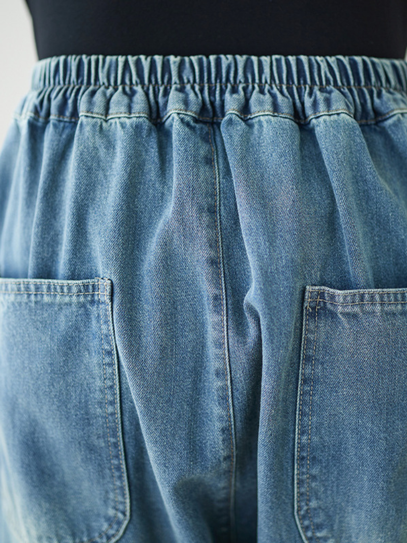 Stilvolle Jeans mit Cartoon-Stickerei für Damen mit lockerer Hose