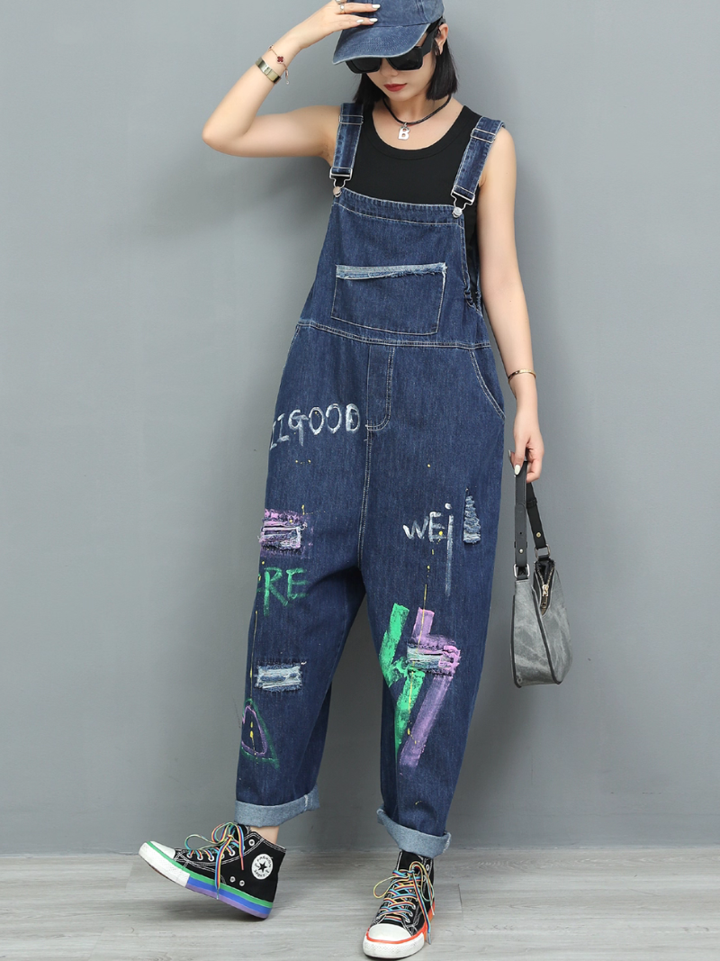 Dungaree globalement peint à la main à la mode à la mode pour femmes