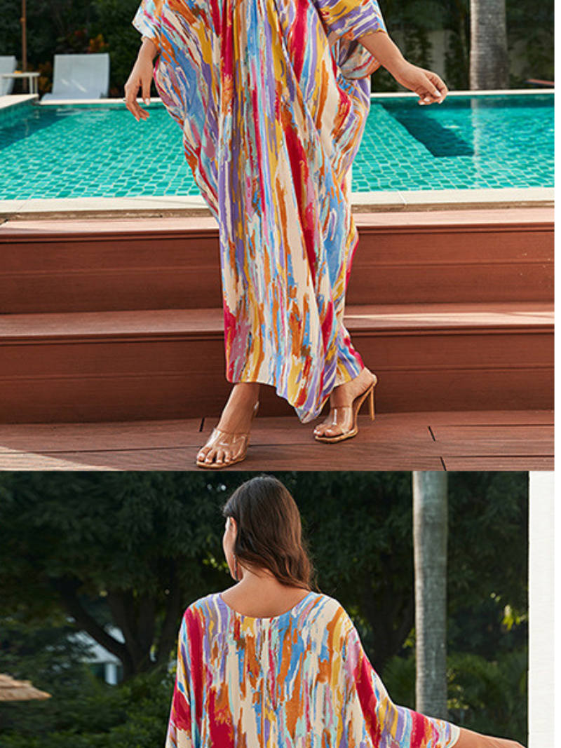 Vestido de Kaftan, solto de verão feminino