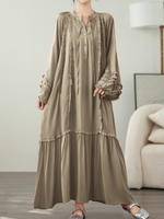 بلوزة نسائية عصرية بلون سادة وفتحة رقبة دائرية على شكل حرف A