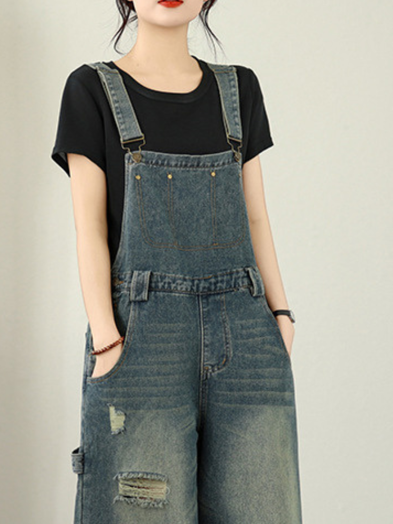 Weekend Confidence One-Piece — Relaxed Denim Overalls with Flattering Lantern Legs