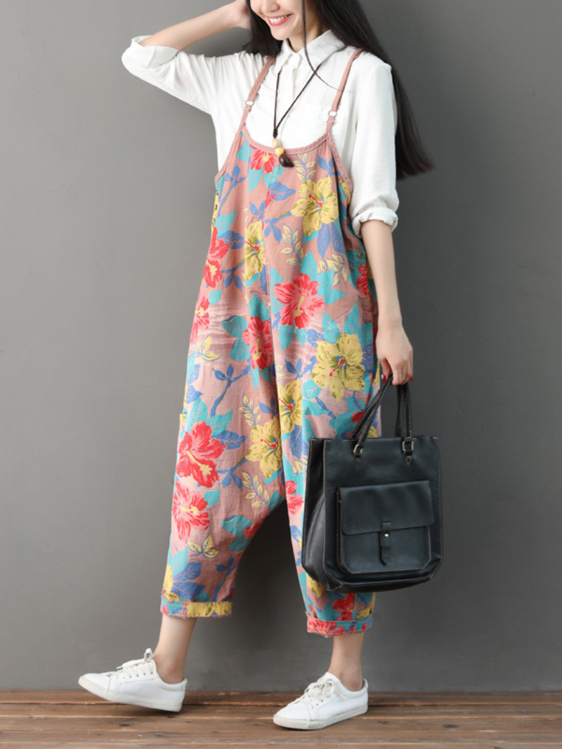  Women's Stylish Flowers Bibs Overalls