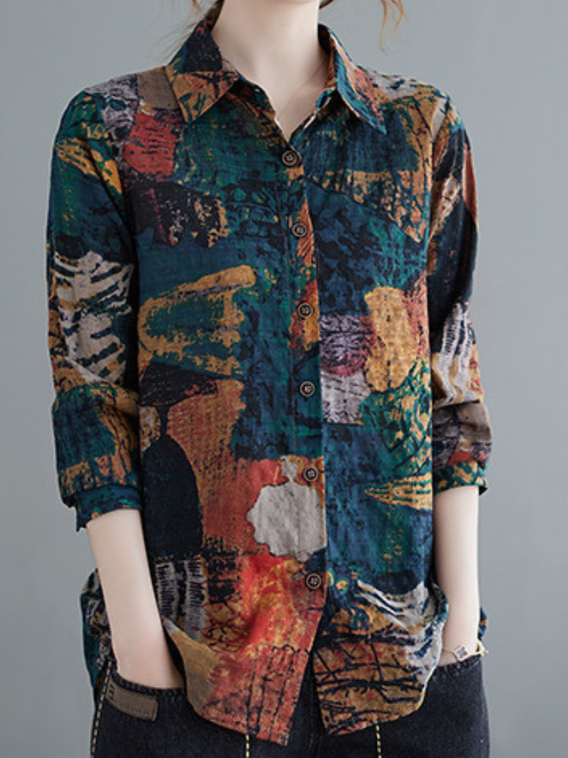 Chemise à col de polo boutonnée décontractée de femme