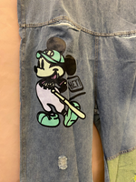 Cartoon Patch Denim Dungaree - Light Wash Relaxed Fit