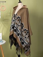 Cozy Weekend Wrap Cape — Vintage Floral Hooded Poncho, Flattering Drape