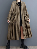 City-to-Weekend Confidence Coat-Dress — Flowing Tiered Zip-Front Midi