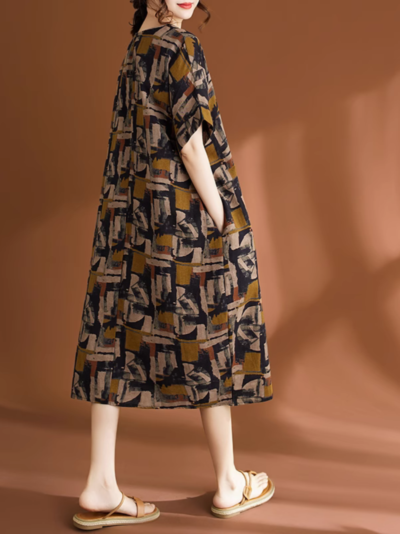 Women's  Summer Casual & Trendy Printed Midi-Dress