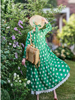 Polka Dot Tiered Midi Dress in Breathable Cotton Blend Elegance