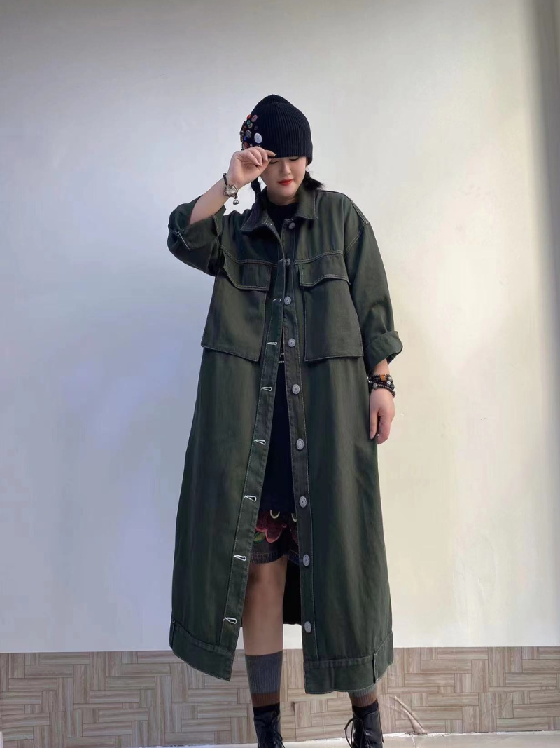 Women's green Loose Coat