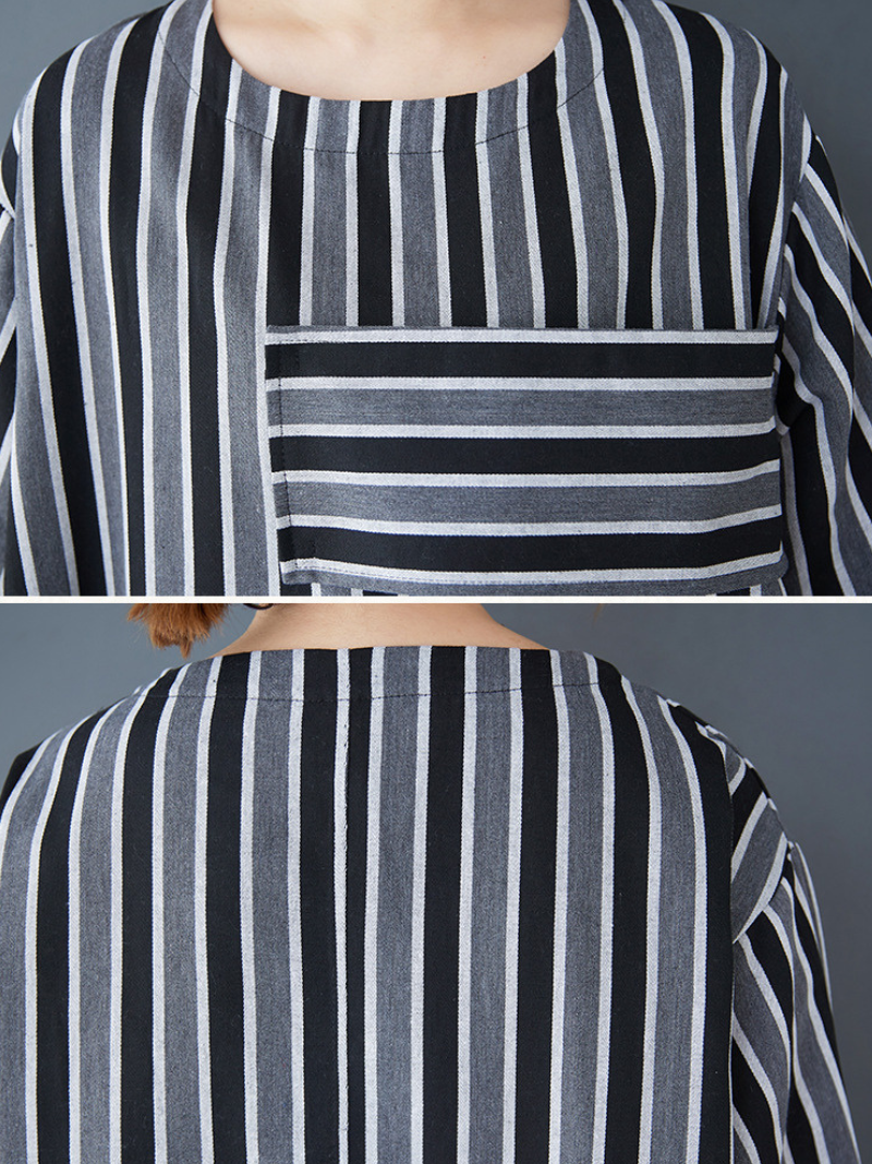 Women's Spring & Autumn Stylish Striped Casual Loose A-Line Dress