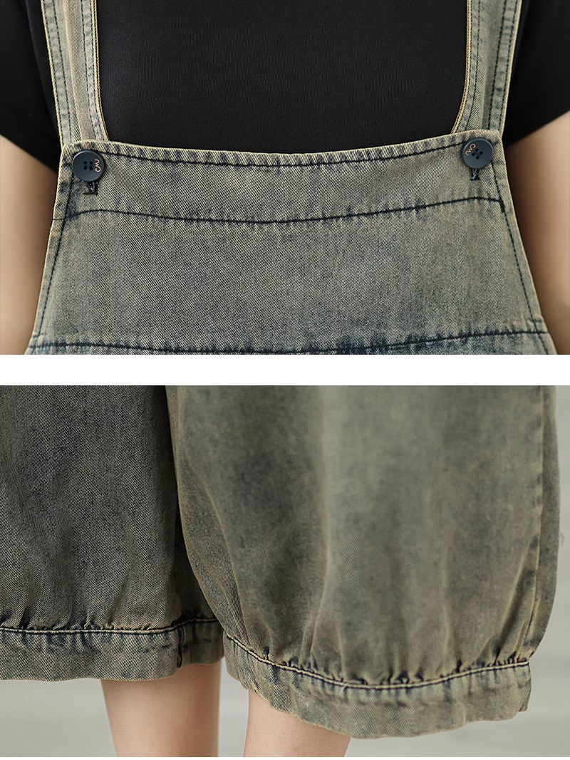 Pantalon lâche d'été pour femmes avec poches de fleurs dans l'ensemble dungaree