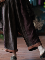 Pantalon de taille élastique à carreaux à carreaux ajusté en été des femmes