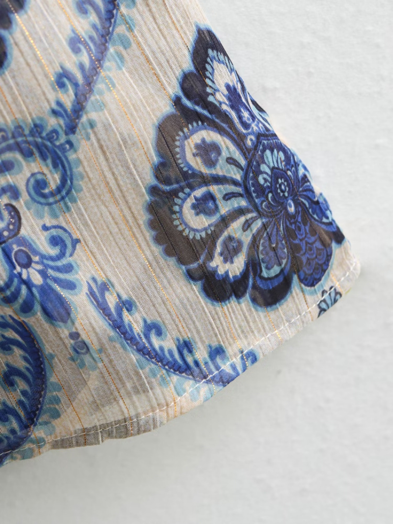 Robe imprimée en V géométrique A-Line à manches longues à manches longues à manches longues