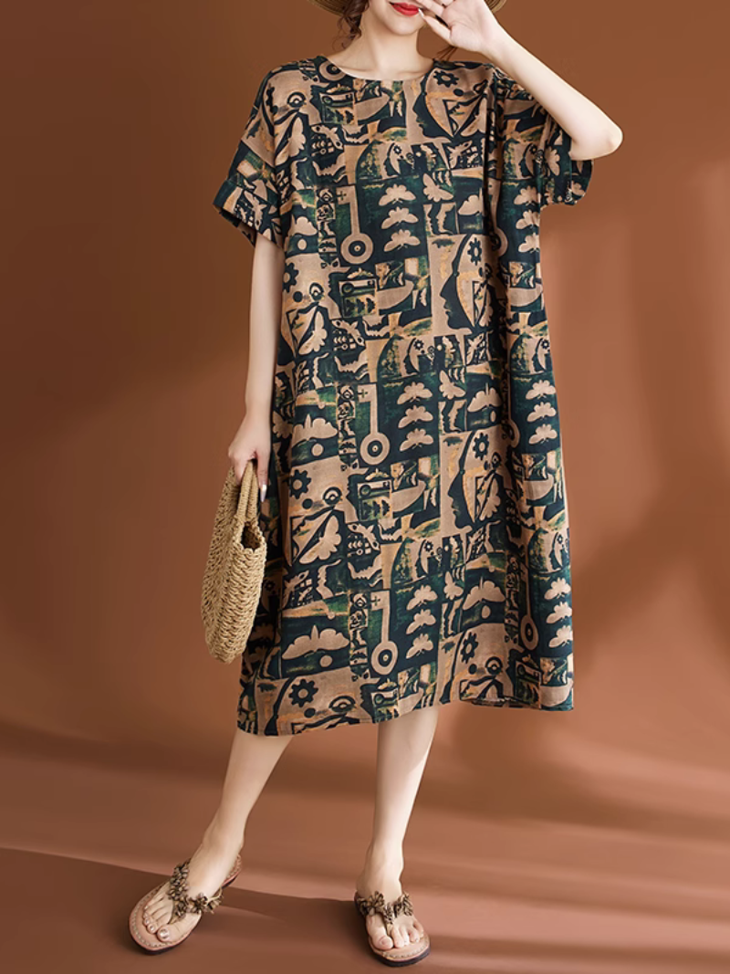 Women's Beautiful & Unique Summer Printed Midi-Dress
