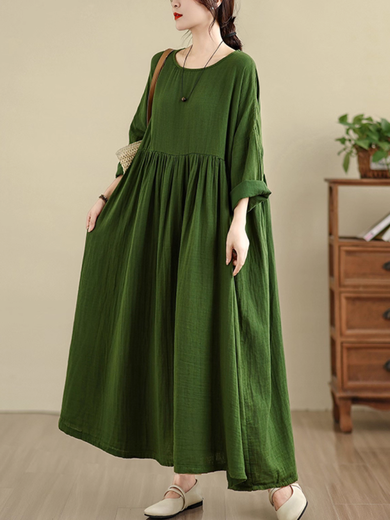 Women's Crew Neck Smock Dress