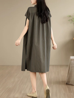 Effortless Weekend Shirt Dress — Cotton Linen Ease with Subtle Stripes