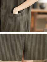 Effortless Weekend Shirt Dress — Cotton Linen Ease with Subtle Stripes