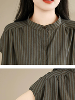 Effortless Weekend Shirt Dress — Cotton Linen Ease with Subtle Stripes