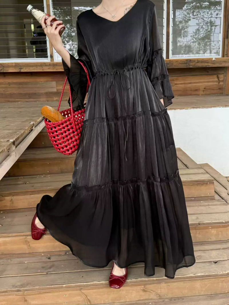 Romantic Evenings and Brunches Maxi Dress — Flowy Chiffon, Effortless Elegance