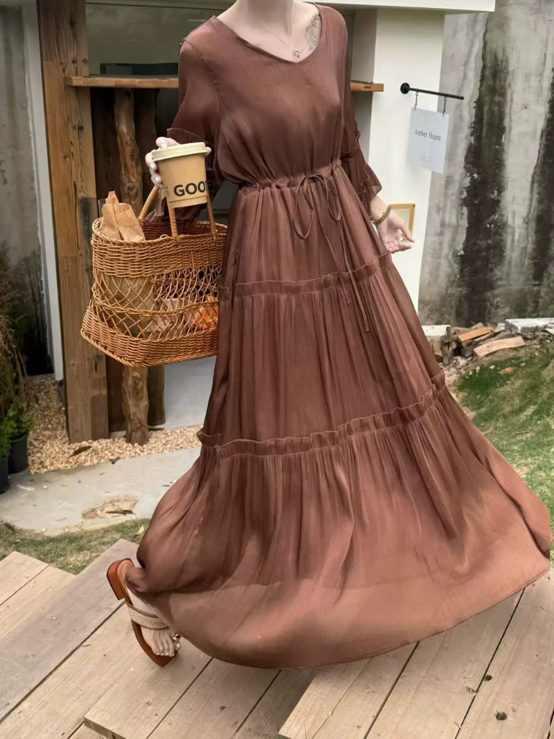Romantic Evenings and Brunches Maxi Dress — Flowy Chiffon, Effortless Elegance