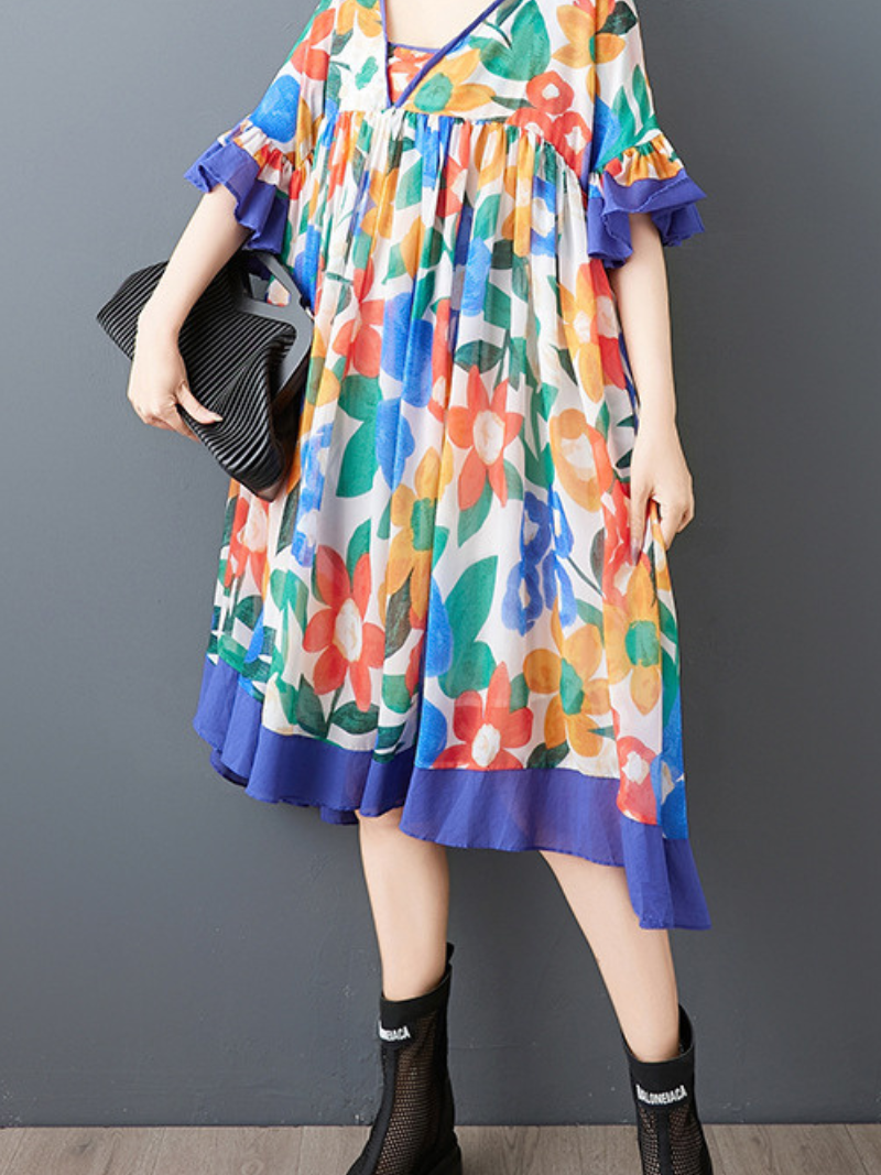 Women's Cool & Stylish Beautiful Summer Floral Printed Midi- Dress