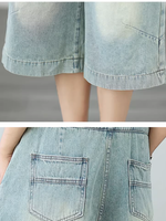 Relaxed Culotte Denim Overalls with Adjustable Straps in Soft Cotton