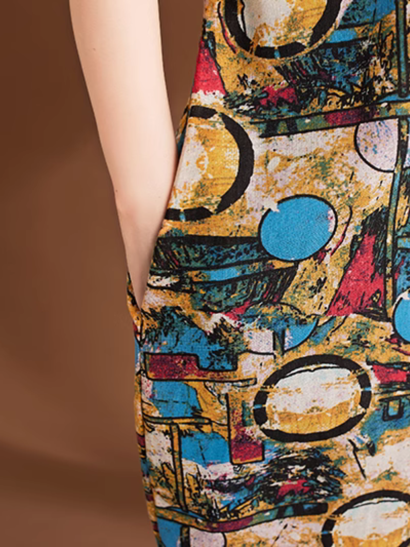 Women's Summer Ethnic Design Printed Midi-Skirt Dress