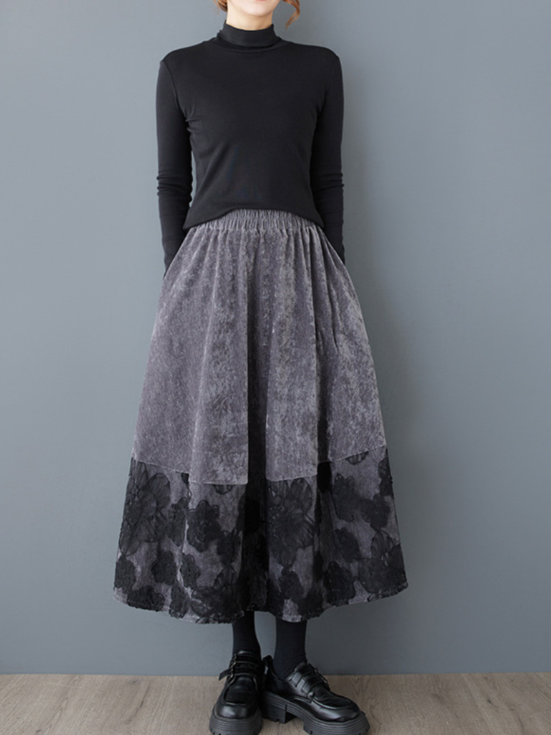 Women's Cozy & Cool  Mid Length Splicing Skirt