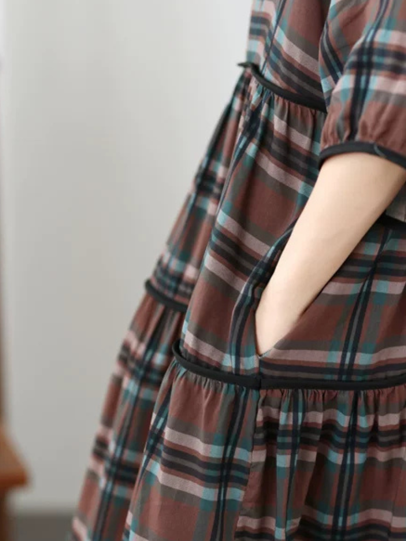 Weekend-Ready Plaid Dress — Airy Cotton Linen, Effortless and Flattering Style