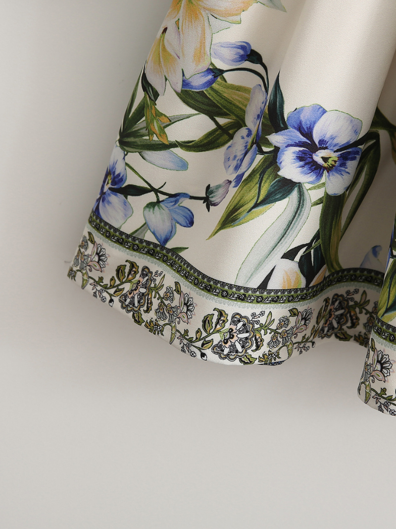 Robe de chemise de ceinture de taille à fleurs imprimées modernes pour femmes