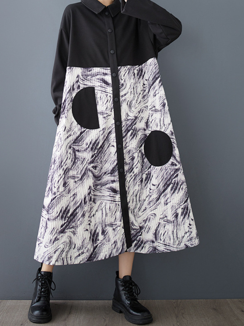 Women's Modern Button Up A-Line Dress