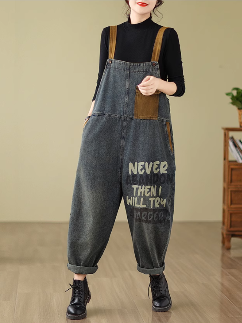 Women's Summer Comfortable Plus Size Printed Overalls Dungarees