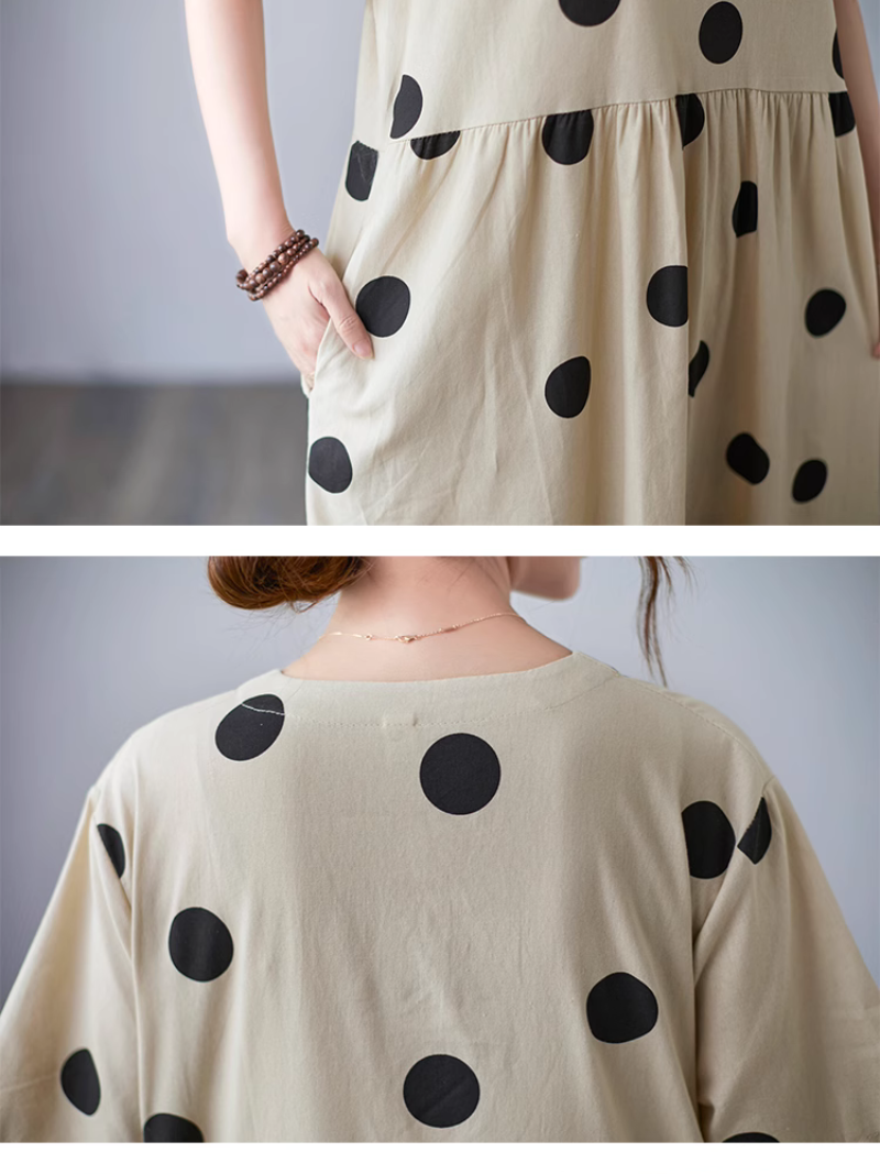 women's round neck A-line dress